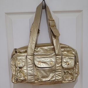 Gold Sparkle Metallic Shoulder Bag